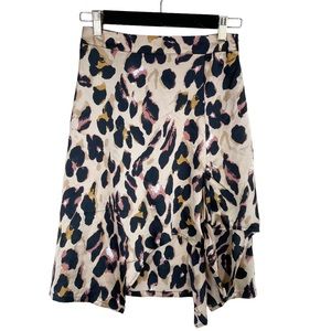 Nasty Gal Leopard Tie Hem Midi Skirt